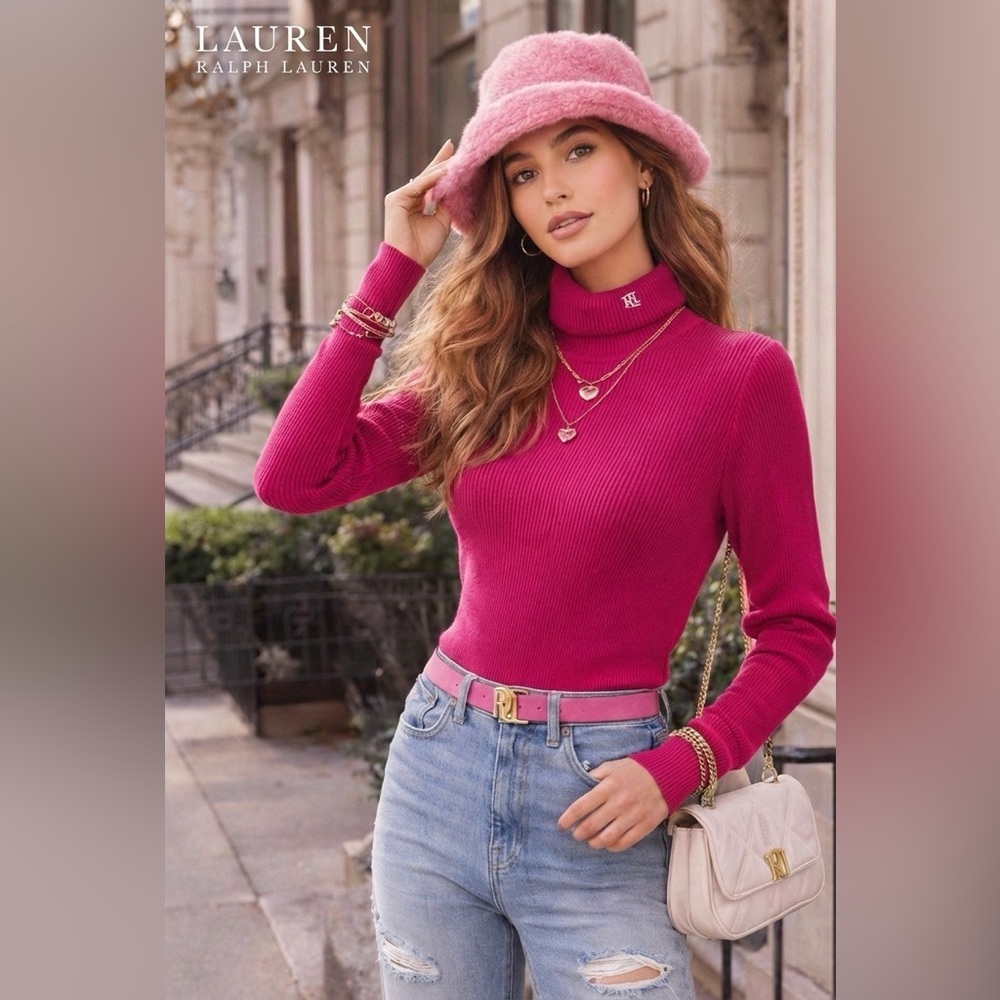 Lauren Ralph Lauren Pink Turtleneck 100% Cotton Sweater size 1X